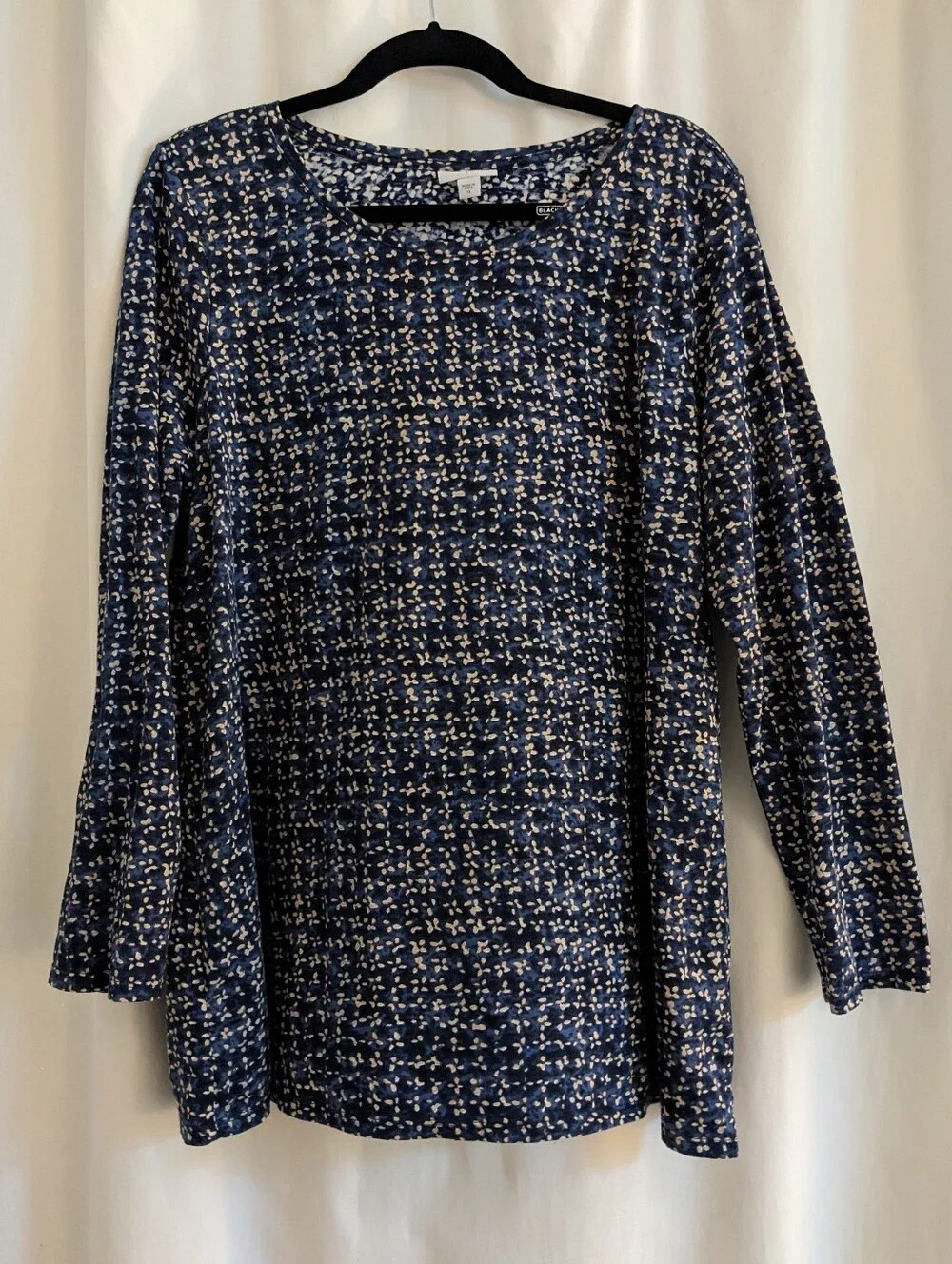 J. Jill Wearever Collection Top XL Blue Tan Pima Cotton Blouse - Picture 1 of 8